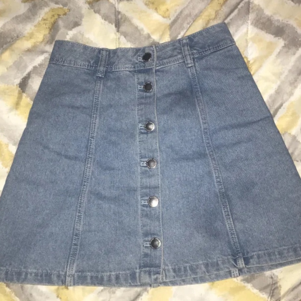 Blue denim skirt